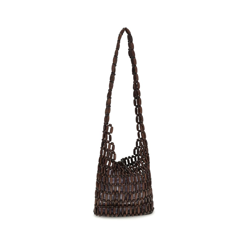Brown wood shoulder bag-null