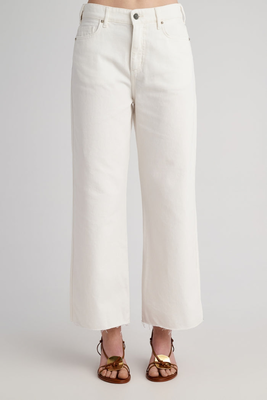 Zoe cropped denim trousers, Off White, medium