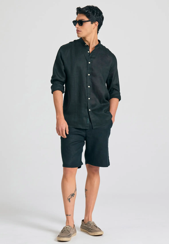 Funkybuddha linen shirt mao-null