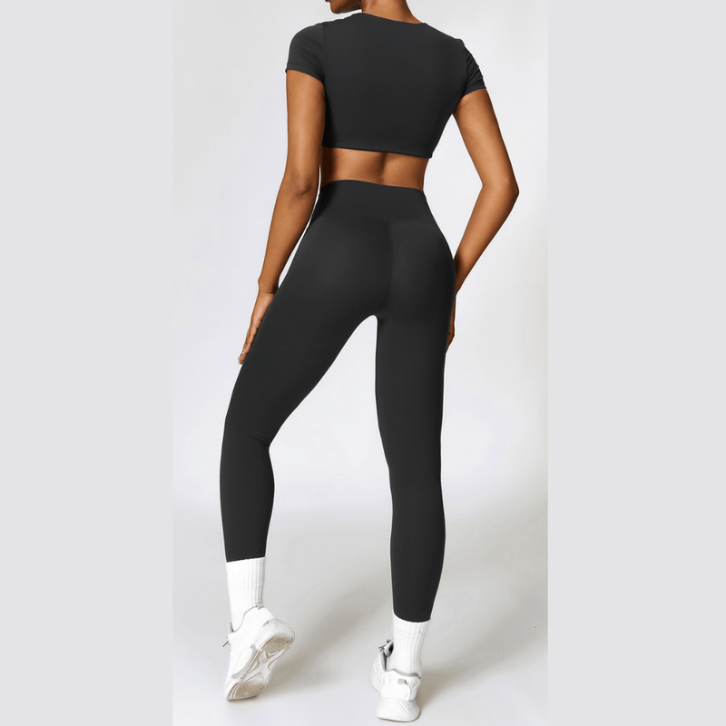Amor short sleeve crop top legging set-null