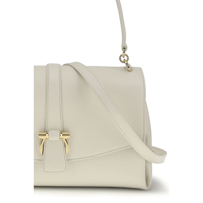 White calf leather bos taurus shoulder bag-null