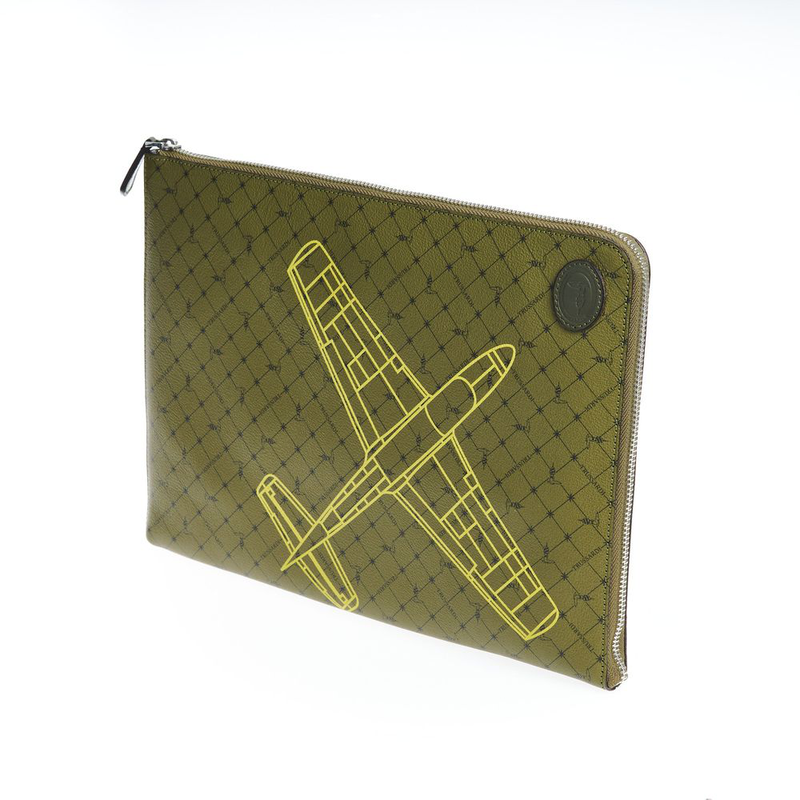 Green leather men clutch-null