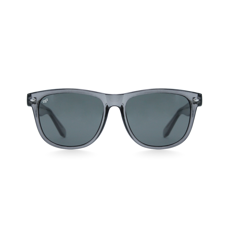 OJO sunglasses everyday square clear grey frame and temples with grey black lenses rx-null