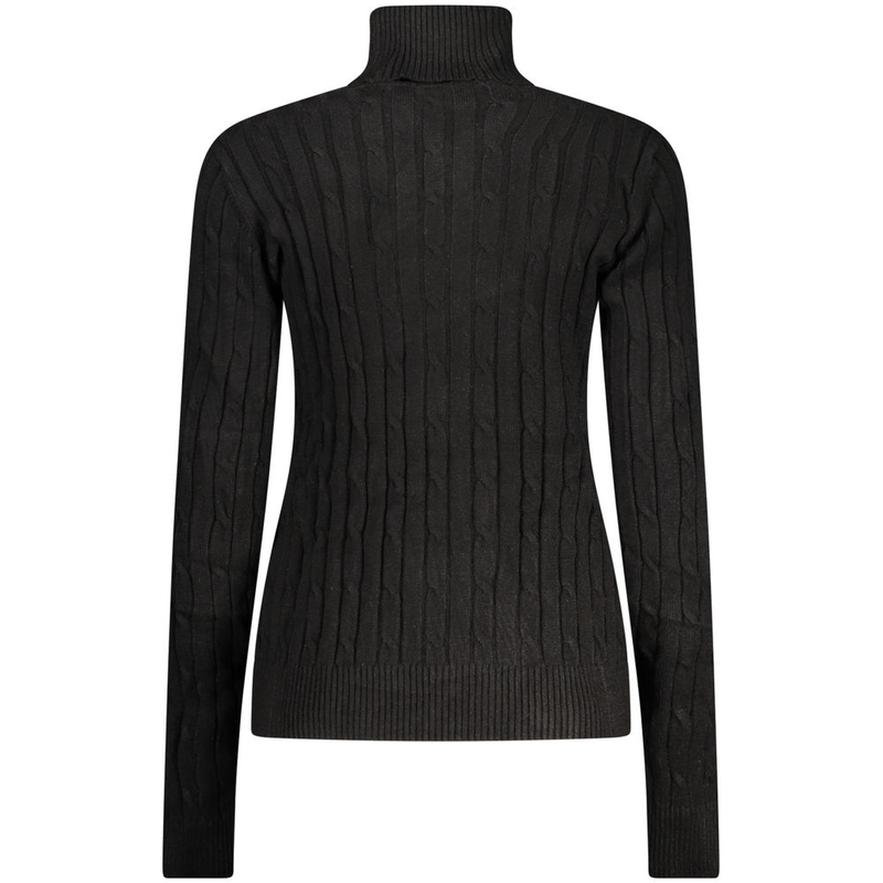 Black viscose women's turtleneck sweater-null