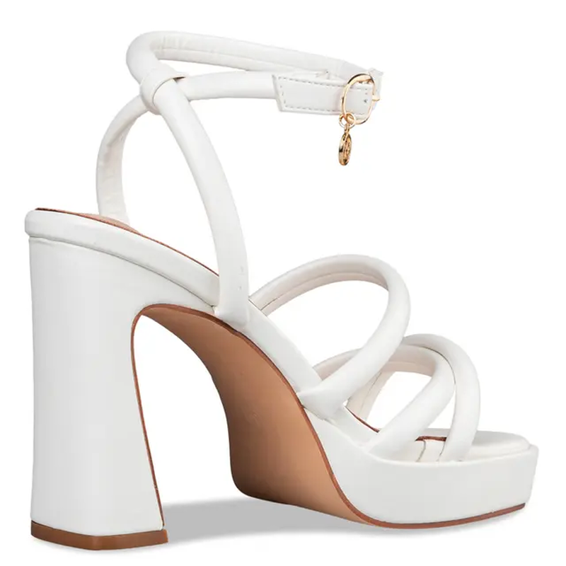 Block heel sandals by envie shoes - white-null