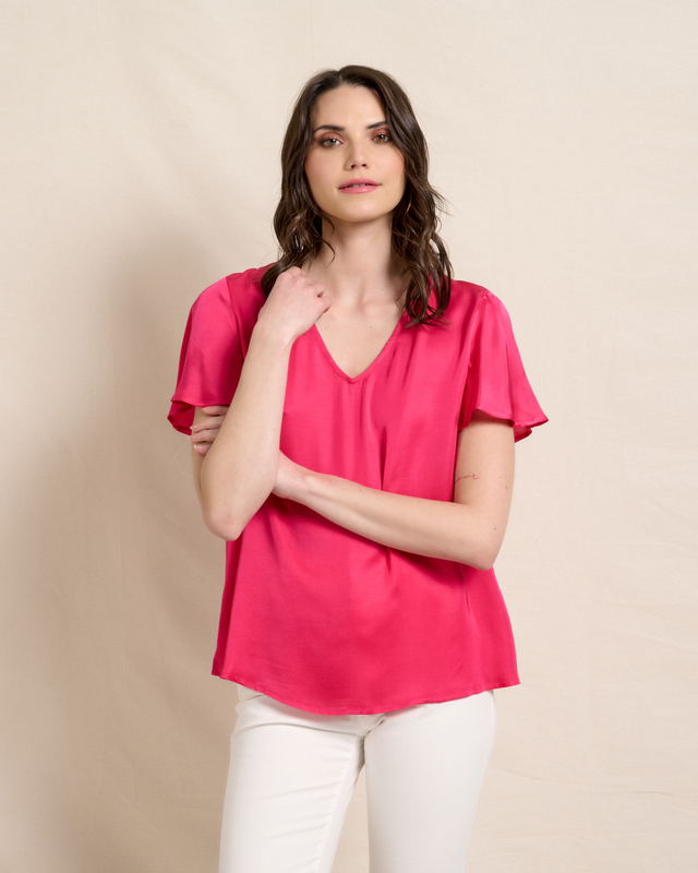 Blouse satin v neck-null