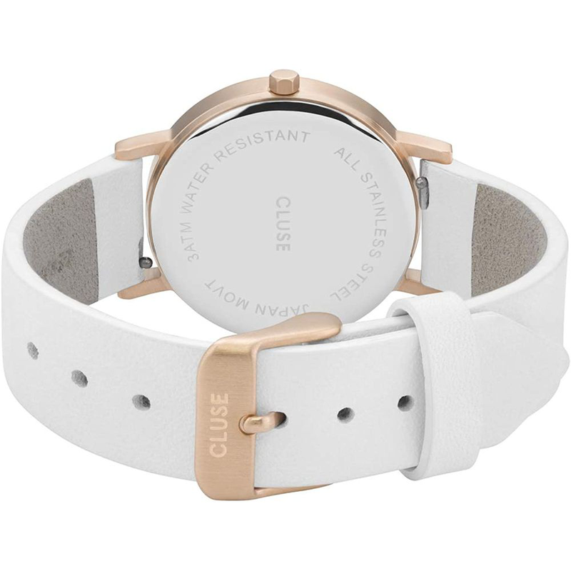 White leather dress watch-null