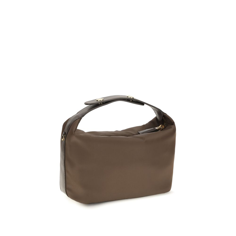Brown recycled polyamide handbag-null