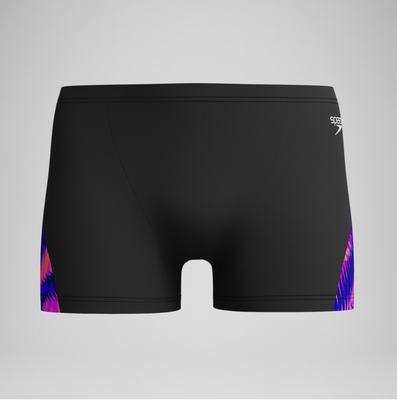 Speedo men's allover digital v-cut aquashort, Black/pink, medium