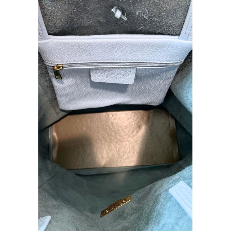 Blue cowhide clutch bag-null