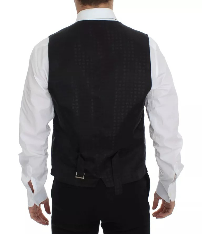 Black wool silk dress gilet jacket vest-null
