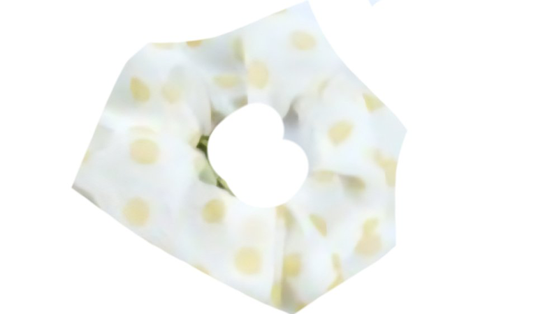 White scrunchie with yellow polka dots-null