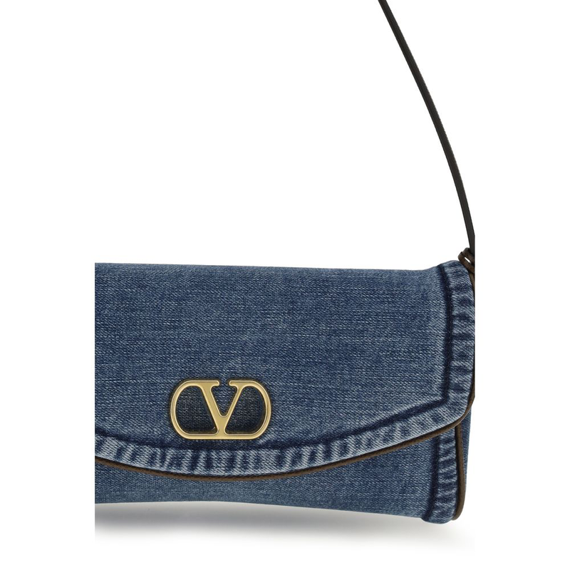 Blue cotton shoulder bag-null