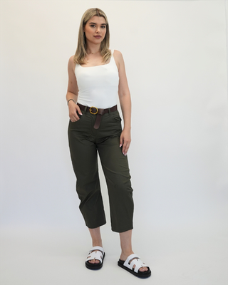 Pants with belt 25733, Brown, medium
