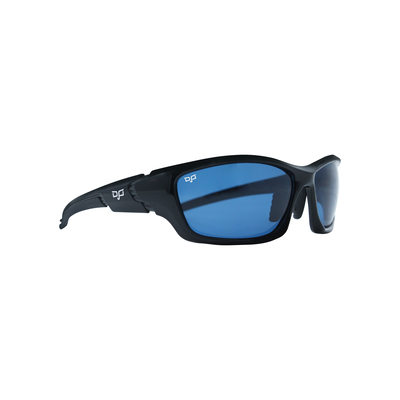 OJO active sunglasses with shiny black frame and shiny black temples and blue polarised lenses, , medium