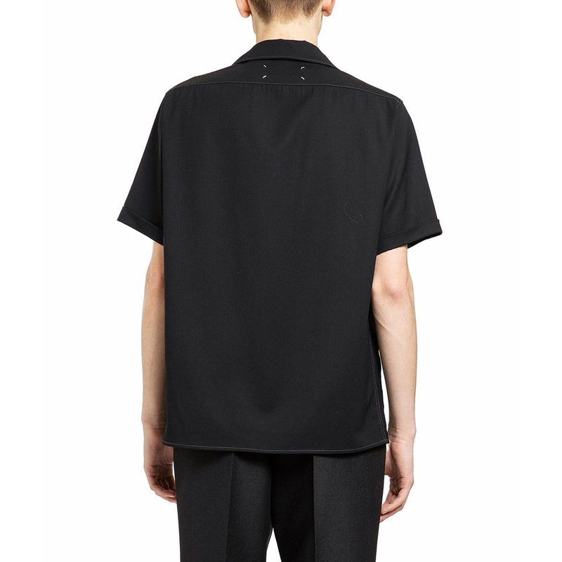 Black wool shortsleeve shirt-null