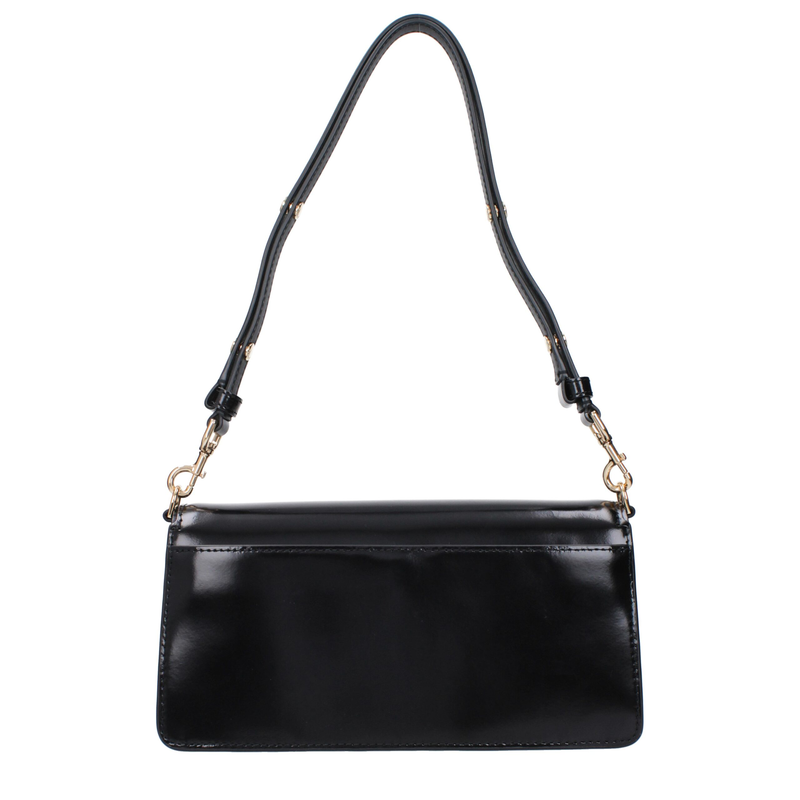 Black leather shoulder bag-null
