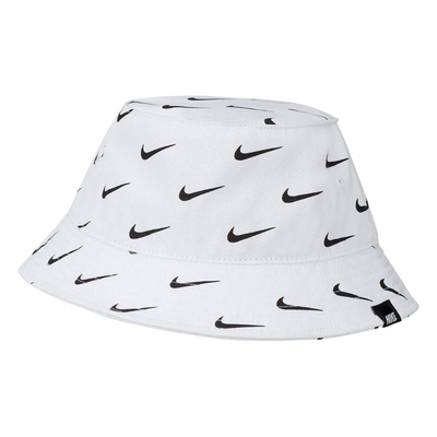 Swoosh print kids bucket hat, White / Black, medium