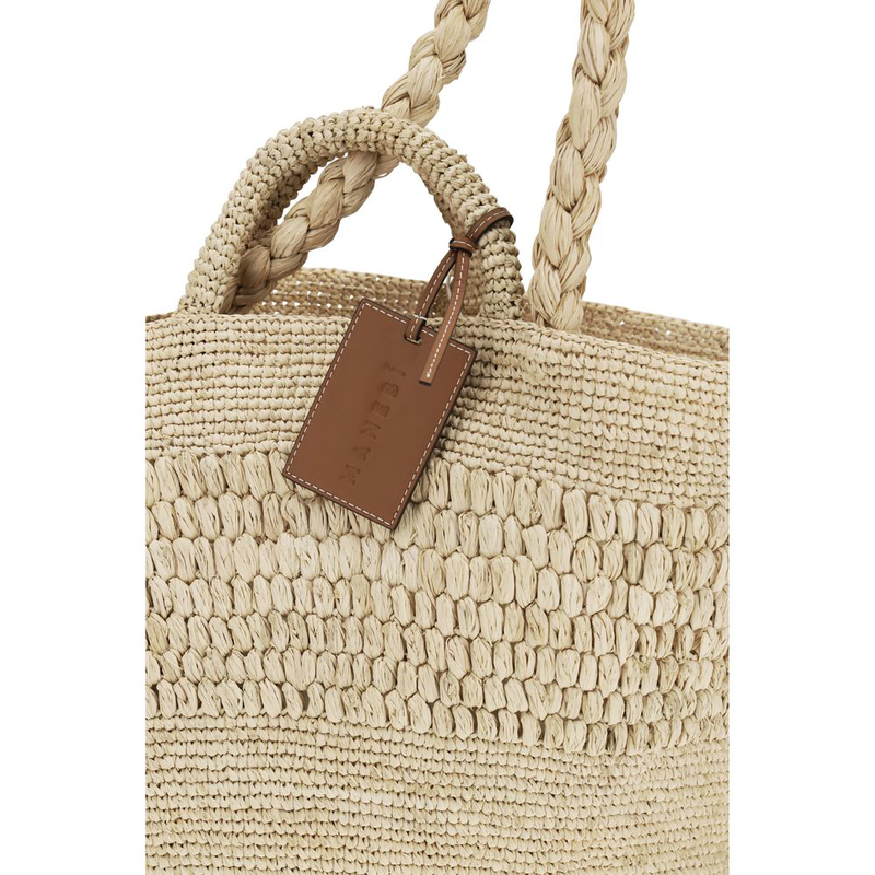 Beige raffia handbag-null