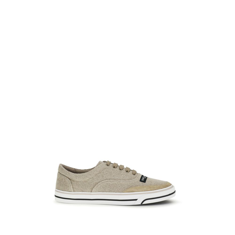 Beige linen low top sneakers-null