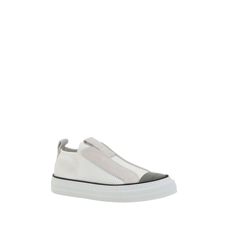 White nylon low top sneakers-null