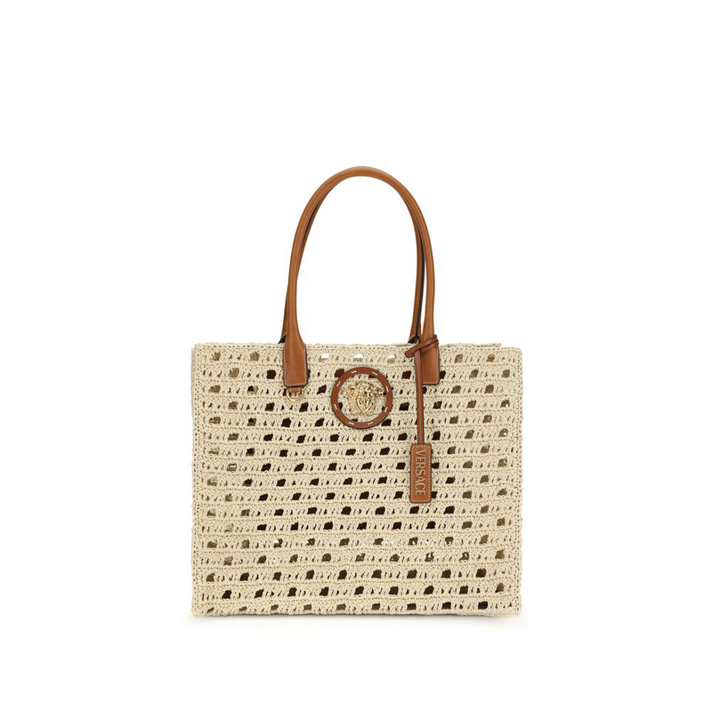 Beige cotton shoulder bag-null