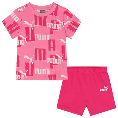 Puma minicats logo lab baby girl infant toddler graphic set fast pink 680326-28, Pink, medium