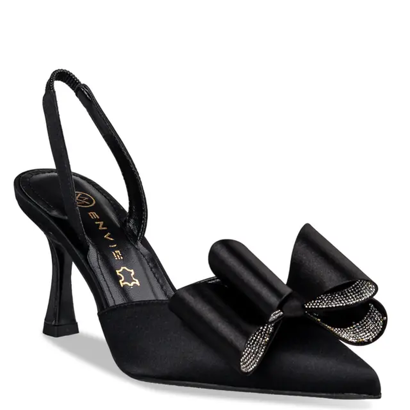 Bow satin pumps - 38 , black-null
