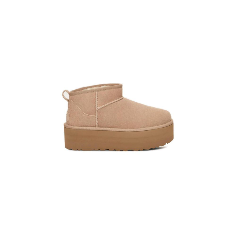 Beige suede leather ankle boots-null