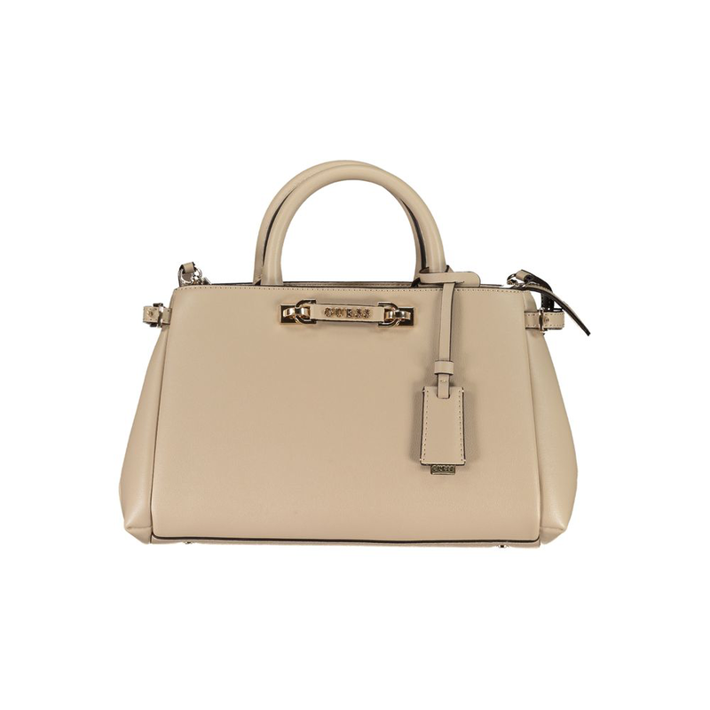 Beige polyurethane women handbag-null