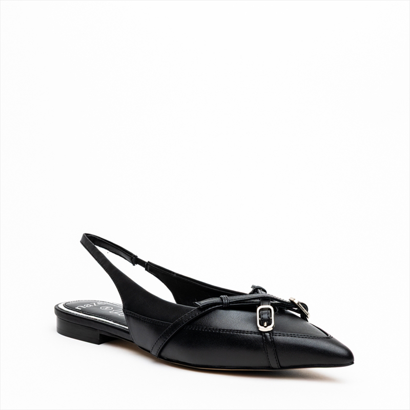 Nazeli premium low heel slingback pumps with buckle detailed cross straps-null