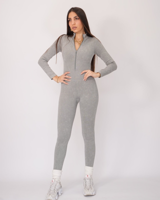 Long sleeve ripped jumpsuit jd17052, Grey, medium
