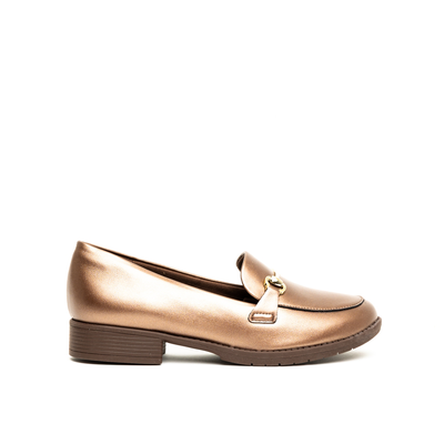 Piccadilly metallic horsebit decorative detail orthopedic loafer low heel pumps, Bronze, medium