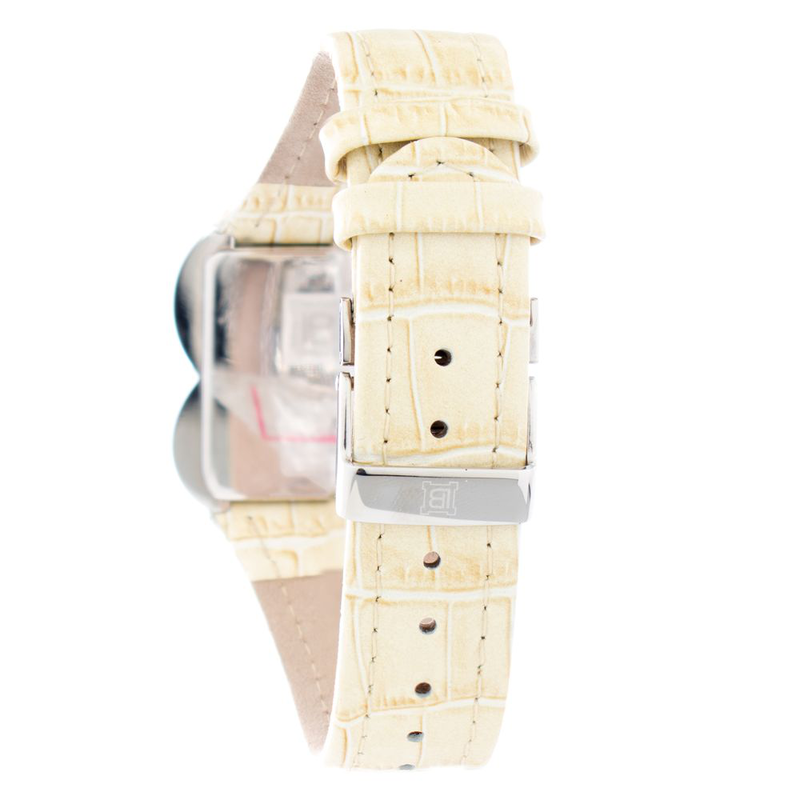 Beige leather dress watch-null