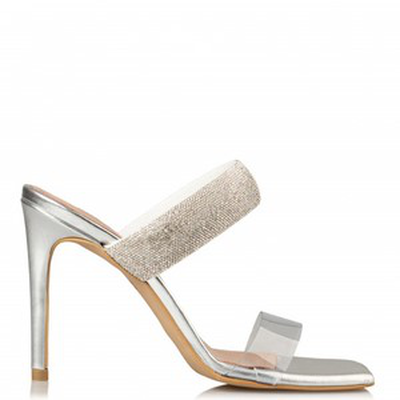 Stiletto mules - silver, Silver, medium