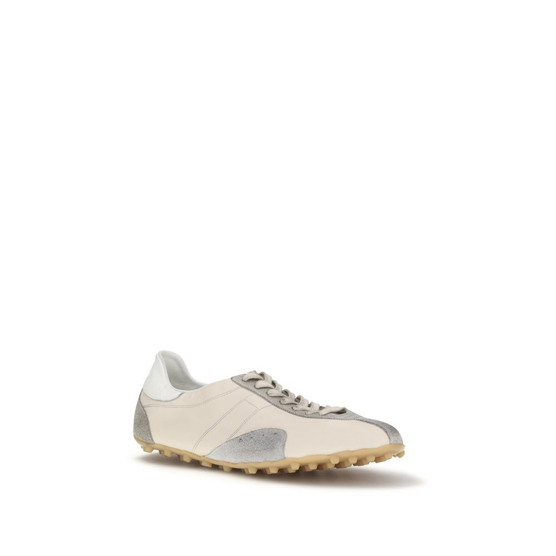 Beige calf leather bos taurus athletic sneakers-null