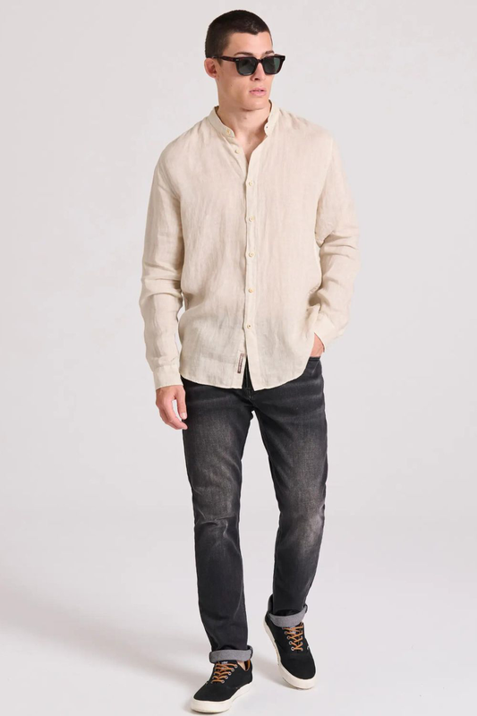 Funkybuddha shirt linen mandarin-null