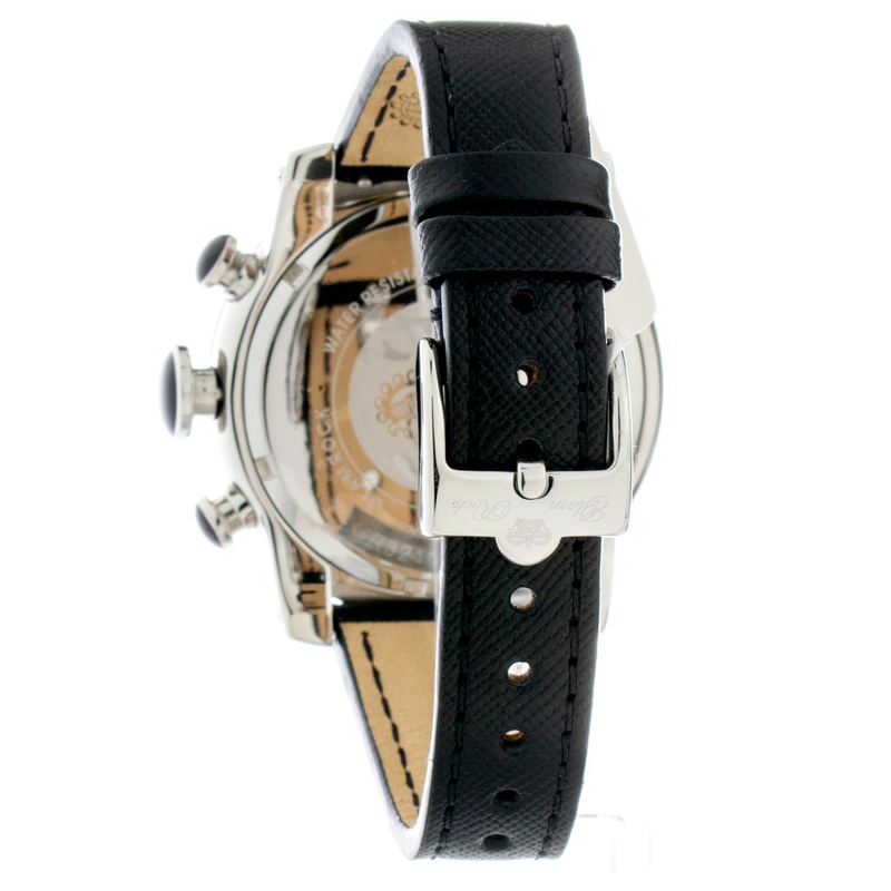 Black leather dress watch-null