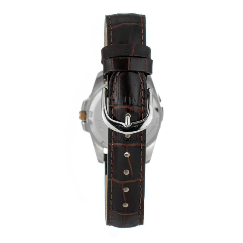 Brown leather dress watch-null