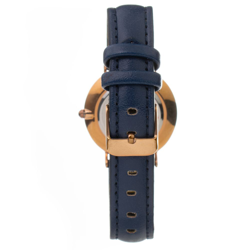 Blue leather dress watch-null