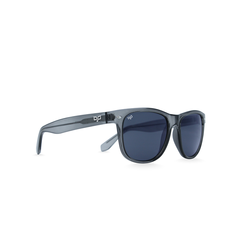 Product image: OJO sunglasses everyday square clear grey frame and temples with blue lenses rx-null