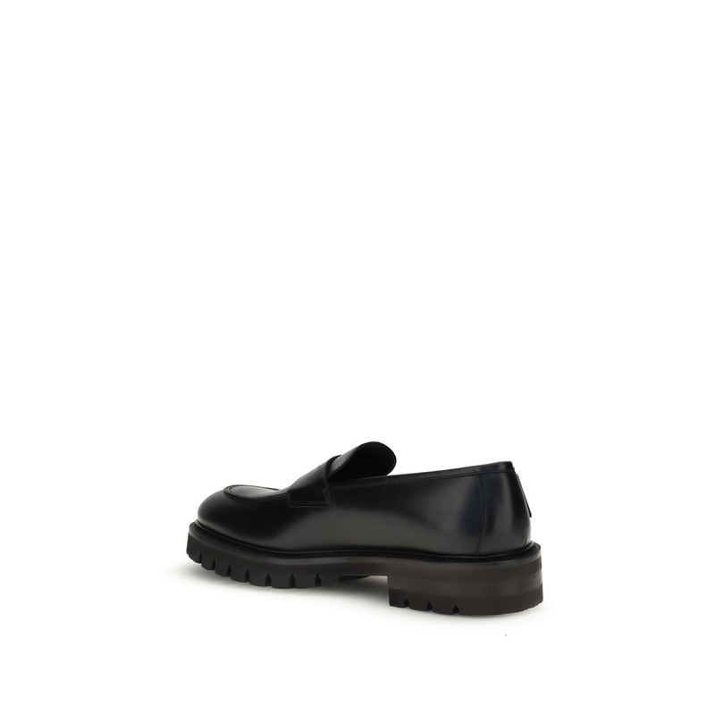 Black calf leather bos taurus slip-on loafers-null