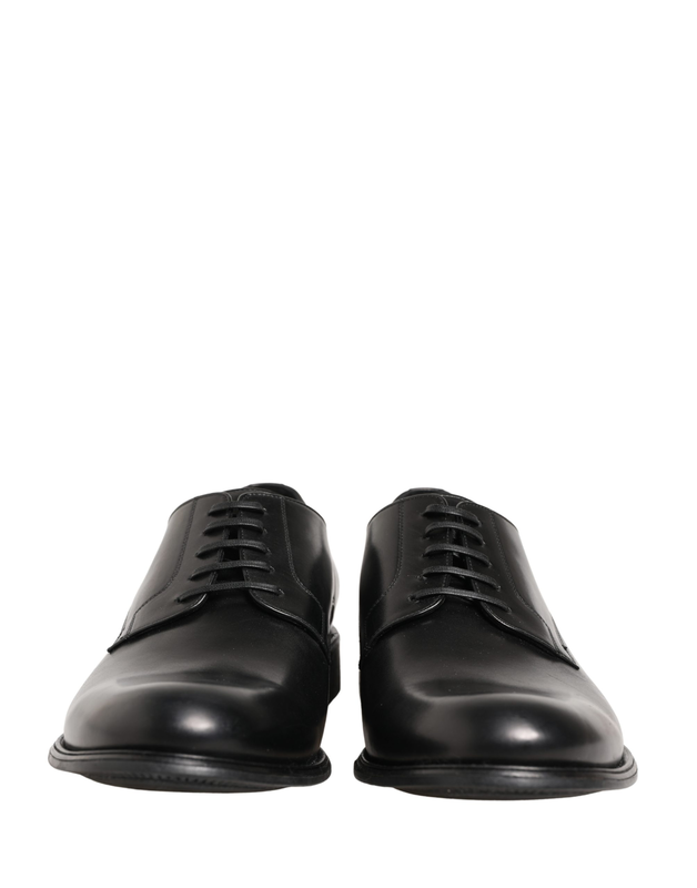 Black calfskin leather derby men dress shoes-null