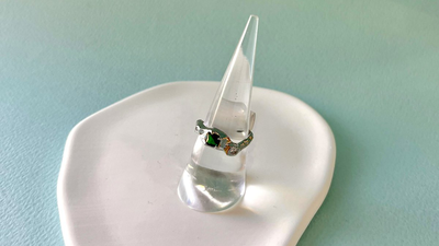 Silver ring with double zircon, , medium
