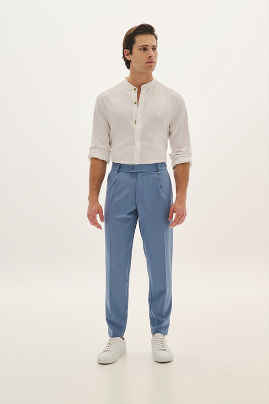 Pcoc elastic slim fit pleats trousers image number null