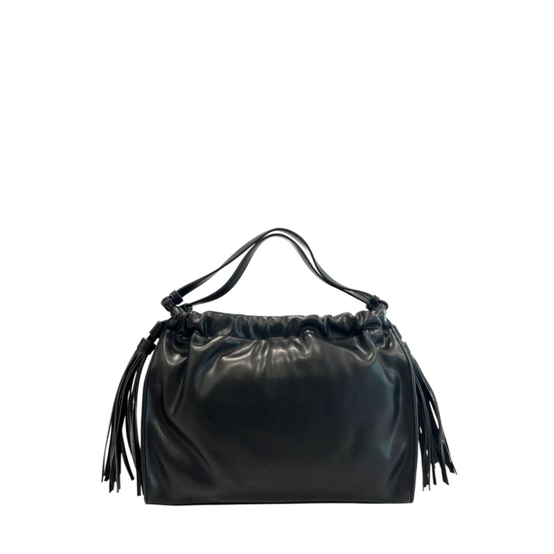 Black pu women shoulder bag-null