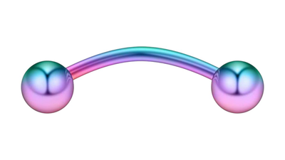Surgical steel curved barbell ball rainbow, , medium