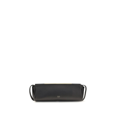 Black calf leather bos taurus clutch bag, Black, medium