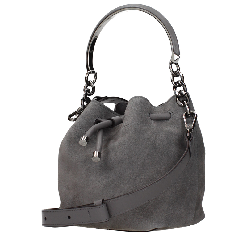Gray leather handbag-null