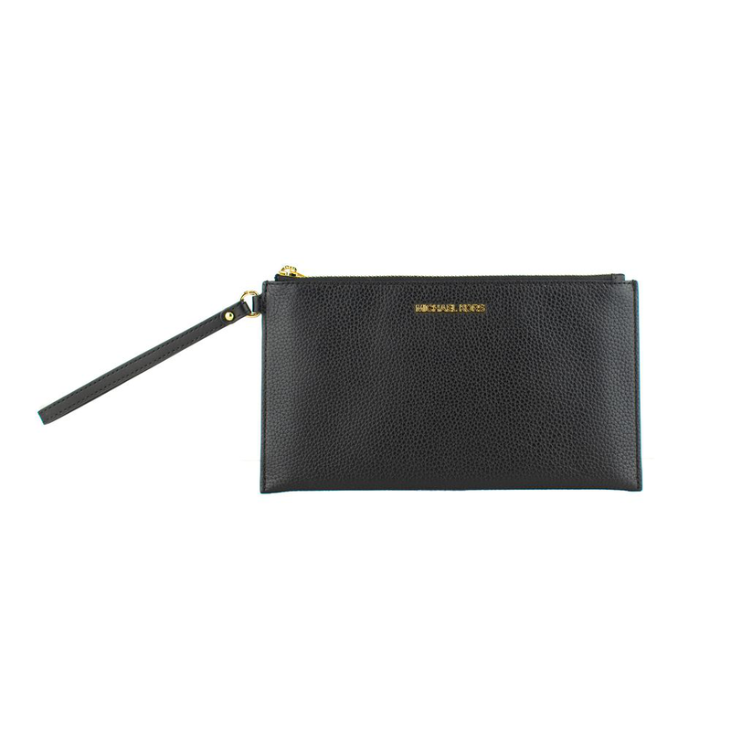 Black leather clutch bag-null
